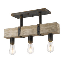 Golden Canada 0818-SF ABI - Golden Lighting Garrett 3-light Semi-Flush Mount in Antique Black Iron